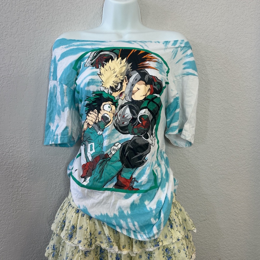 My Hero Academia off the shoulder tie dye tee